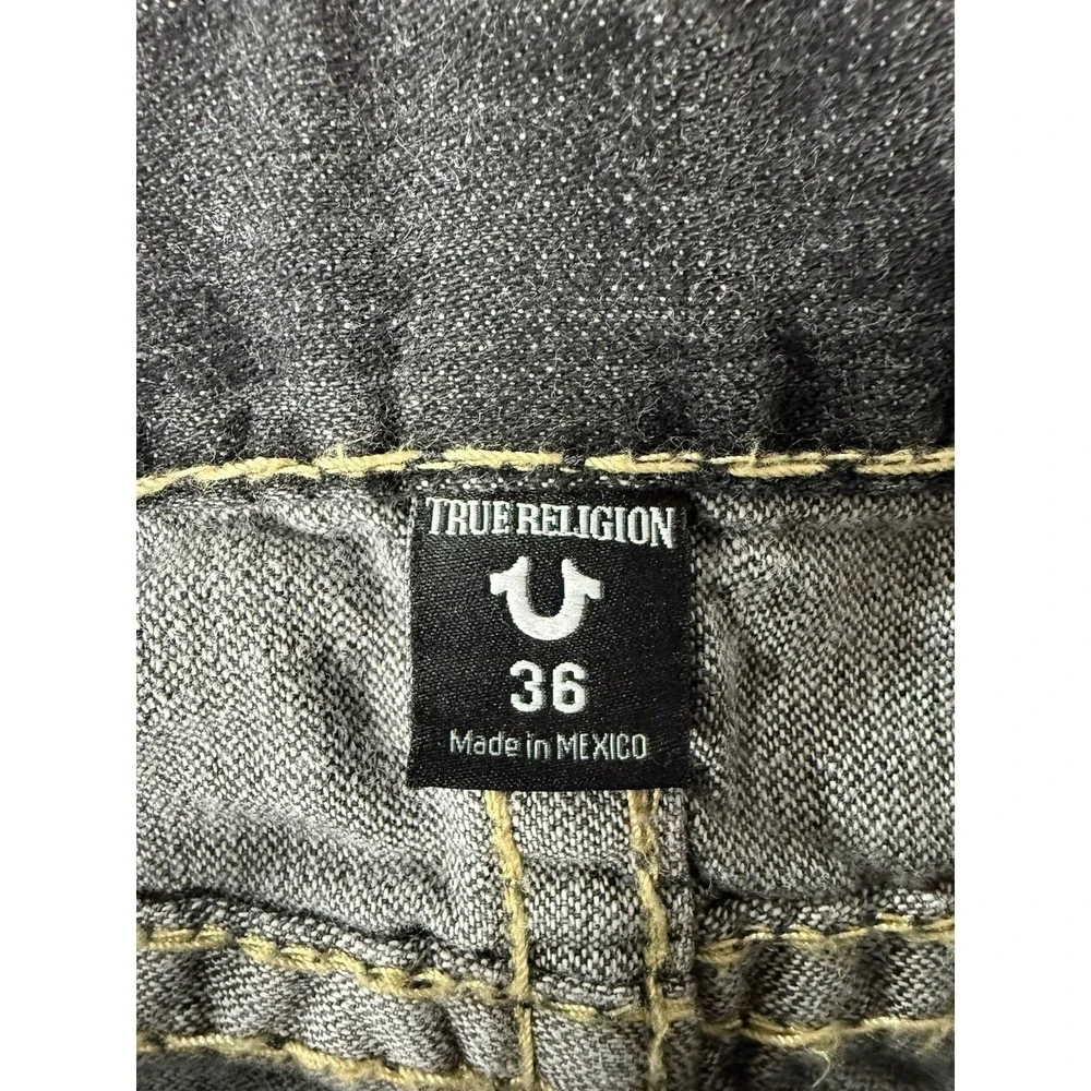 True Religion Jeans Mens 36x34 Black Ricky Relaxed Straight Super T Flap Pocket
